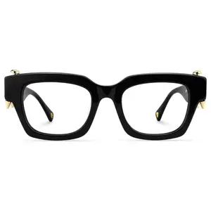 Sabrina Pierced Black Rectangle Glasses