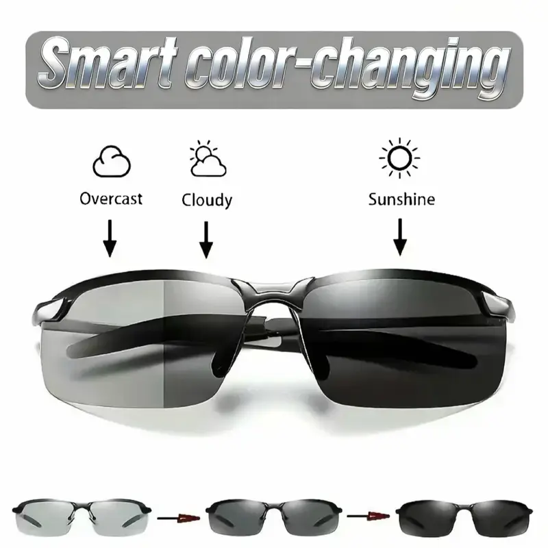 Photochromic Polarized Sunglasses for Men & Women, Classic Rectangular Ultralight Frame with TAC Lenses, UV400 Protection for Driving & Fishing, Lightweight Sunglasses, Men's Sunglasses hd lens