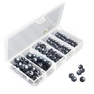 100pcs Fishing Weights Sinkers Kit, 100pcs Round Split Shot Sinker, Fishing Weights Egg Sinkers 5 Sizes, Plastic Box Pack, Fishing Accessories