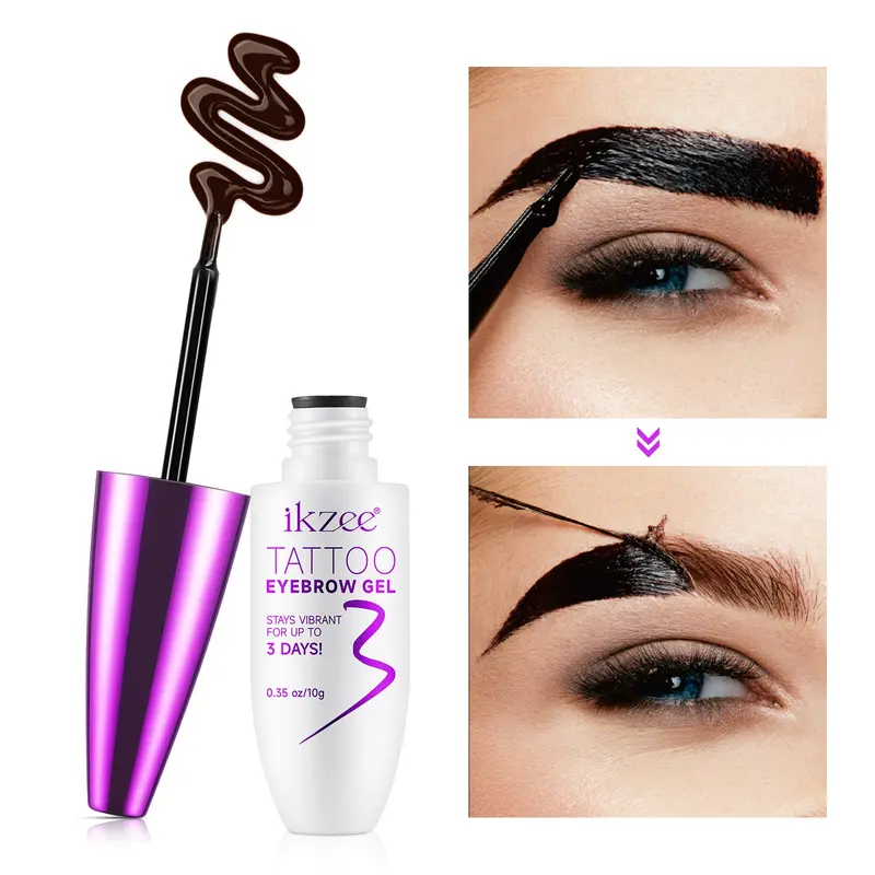 Ikzee Peel-Off Eyebrow Dye Paste 10g/0.35oz, Waterproof Sweatproof Eyebrow Gel Makeup, 3 Colors Available, Natural Looking Brows, Easy to Use Formula, Eyebrow Tint