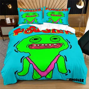 Fuggler Themed Duvet Cover (Including 1 Bed Duvet Cover And 1 Or 2 Pillowcases), Funny Ugly Monsters Patterned Bedding Set, Suitable For Decorating Rooms And Bedrooms For Teenagers And Children