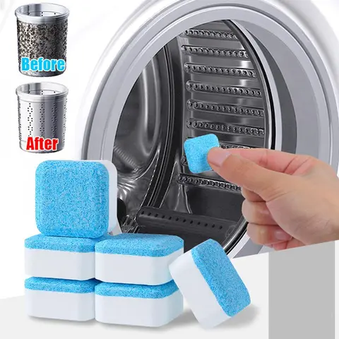 Blue and White Washing Machine Cleaner, 1/5/10 Boxes Deep Cleaning Tablets for He Front Loader & Top Load Washer, Clean Inside Drum and Laundry Tub Seal Cleaner, Household, Cleaner Treatment Agent