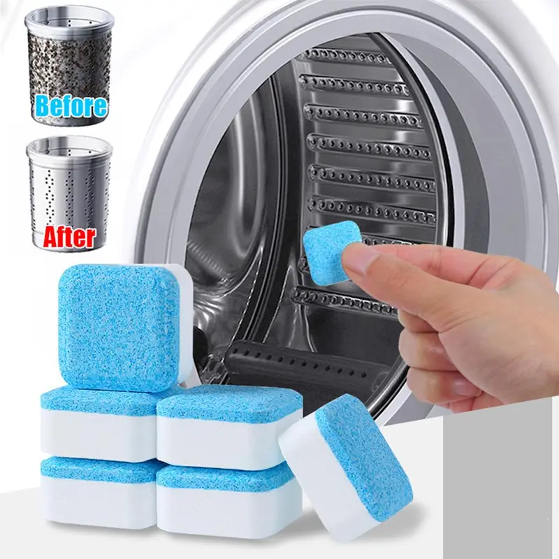 Blue and White Washing Machine Cleaner, 1/5/10 Boxes Deep Cleaning Tablets for He Front Loader & Top Load Washer, Clean Inside Drum and Laundry Tub Seal Cleaner, Household, Cleaner Treatment Agent