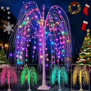 70.87-inch 296 LED Willow Tree Lights 16 Color-Changing Modes USB-Powered Multi-Functional Christmas Thanksgiving Decorations for Indoor Parties Bedroom Ambiance Christmas Trees Holiday Ornaments