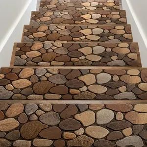 15 Pack Abstract Wave Pattern Thickened Stair Treads, 8 Inches X 30 Inches, Diatom Mud Bottom, Non-Slip Carpet, Indoor Stair Safety Mat, Protect Stairs, Reduce Noise, Safer, Reusable, Suitable for Wooden Floors