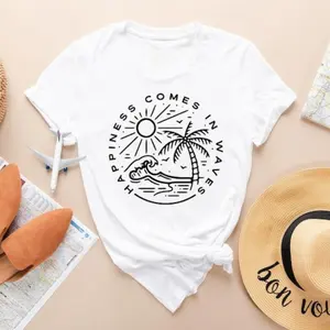 Happiness Comes in Waves Shirt, Ocean T-Shirt, Summer Vacation Tee, Summer Trip Shirt, Surf Lover Shirt, Wave Lover Shirt, Beach Vibes Shirt