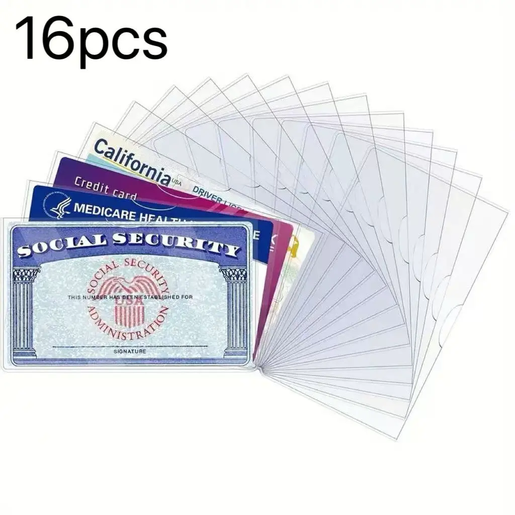 5-pack/16-pack Clear Card Cases Waterproof Scratch-Resistant Transparent ID Card Holders Durable for All Cards Office Supplies Organizer Work Accessories