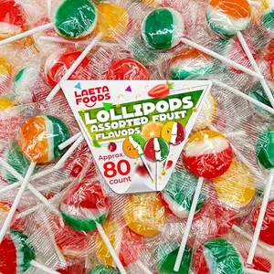 Fruit Lollipops | 2 Pound Box - Approx. 80 Count | Assorted Flavors Hard Candy | Party Favors