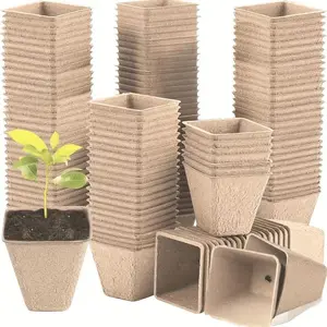100-Pack Square Paper Seedling Pots, 3.15 Inch Biodegradable Starter Cups with Drain Holes, Indoor & Outdoor Planting, Eco-Friendly Material, Healthy Seedling Growth