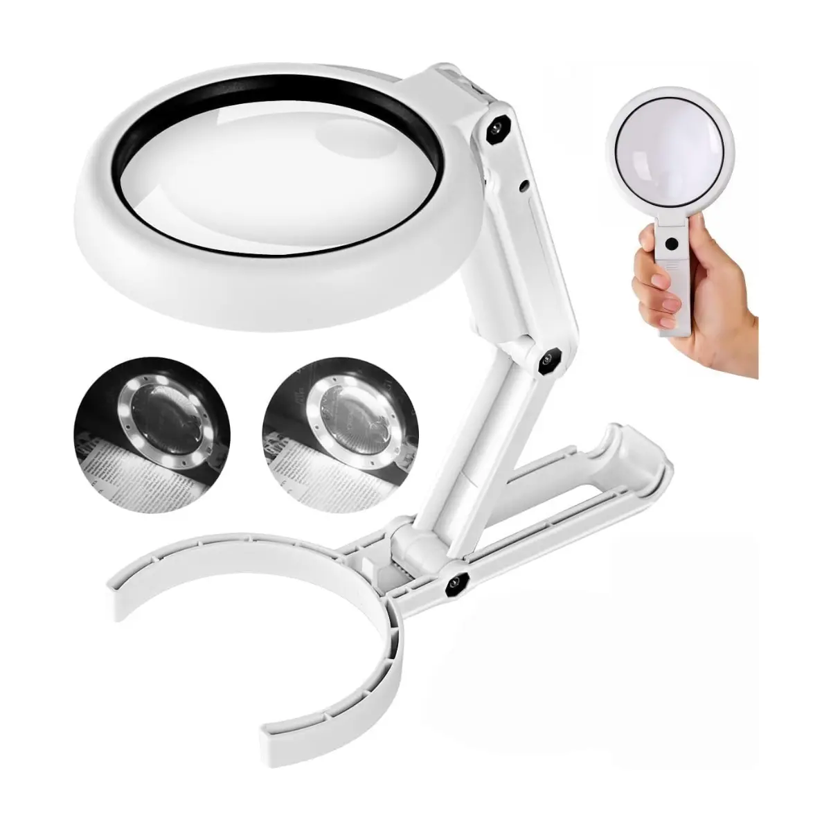 Magnifying Glass with Light & Stand, 3.55 Inch LED Illuminated Magnifier