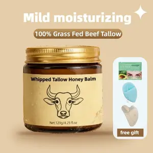 【Moisturizing Body Lotion】Organic Whipped Tallow Body Butter with Raw Honey - All-Natural Grass-Fed Beef Tallow Balm for Radiant Glass Skin - Hydrating & Firming Non-Greasy Body Cream