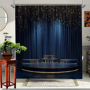 Elegant blue shower curtain, perfect for bathroom decoration, partitions, beautifying spaces, polyester durable material, easy to clean, machine washable, multiple sizes to choose from, shower curtain hook