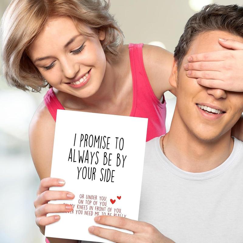 Huameigf Funny Valentines Day Card with Envelope Naughty Anniversary Birthday Card for Boyfriend Husband Fiance Girlfriend Wife Fiancee I Promise to Always Be by Your Side 8 x 5.3inches Red Envelope