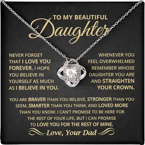 Father to Daughter Necklace Gift from Dad to Daughter Necklace, Father Daughter Necklace for Daughter from Dad, To My Daughter Necklace from Daddy On Birthday, Graduation, Mothers Day, Includes Gift Box and Message card