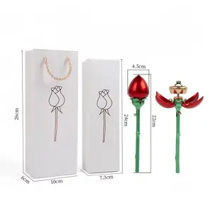 Unique Rose Shape Rose Flower Ring Boxes Automatically Open Gift Ring Display Holder Jewelry Gift Packaging Box