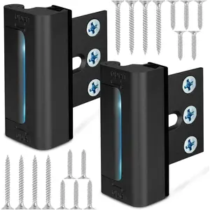 Upgraded Home Security Door Reinforcement Lock 2 Pack Black, Child Proof Inside Extra Door Lock for Kids Safety, Withstand 800 lbs Prevent Unauthorized Entry