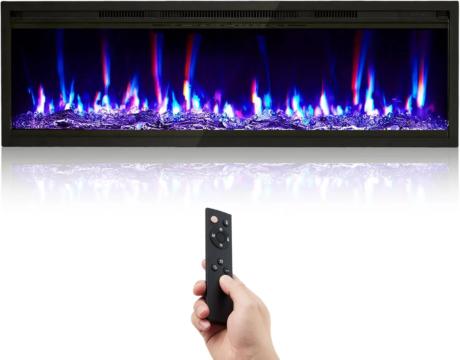 Gaomon 50'' Electric Fireplace, Wall Mounted Electric Fireplace with Smart WiFi and Remote Control, Fireplace Heater with 12 Flame Colors, Fireplace Insert, 750W/1500W