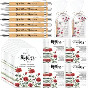 30 Sets Mothers Gifts Christian  Verse God Bless Mothers Pens Religious Notebooks Christian  with Bags Twine for Women Church Sunday School (Rose)