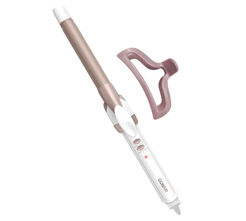 Conair Double Ceramic ¾-Inch Curling Iron with Claw Clip, ¾-Inch Barrel Creates Tight Curls, Hair Curler for Use on Short, Medium, & Long Hair, White/Rose Gold