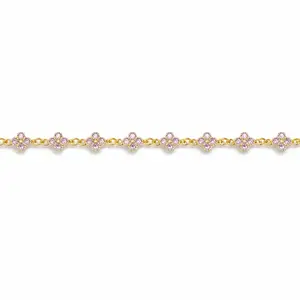 BE 18K Gold Plated Lilac Clover Zirconia Bracelet – 7.5” Luxury Floral Tennis Bracelet for Women
