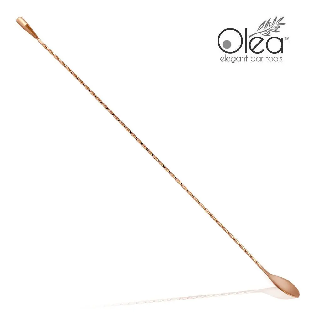 Olea™ Copper-Plated Stainless Steel Bar Spoon - 50cm Length, Weighted Tip, Elegant Durable Cocktail Stirring Layering Tool for Mixology Use, Master Mixologist Bar Utensil