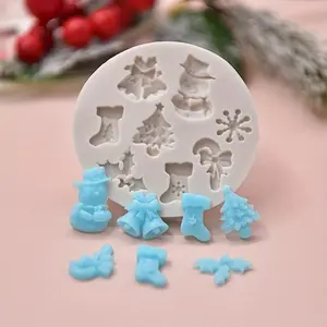 2pcs Festive Christmas Silicone Baking Mold with Bell, Tree, Snowman & Gift Designs - Ideal for DIY Cookies, Chocolates, and Crafts - Versatile Use for Cake Decorating, Christmas Cookie Cutters, Silicone Molds
