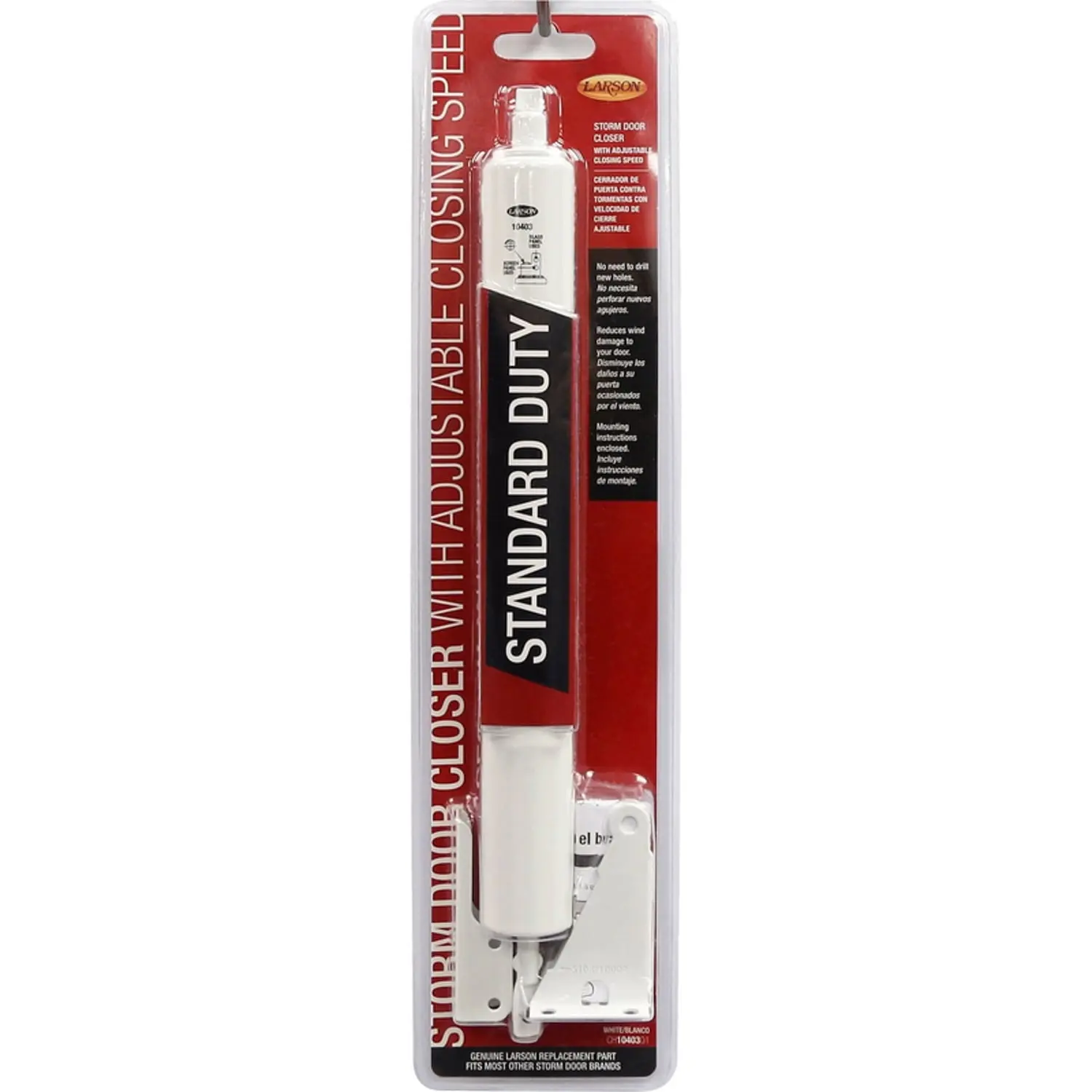 Larson Grade-4 Standard Duty Aluminium Pneumatic Door Closer, White, 1.5 in., 9 lbs, Adjustable Closing Speed, Smooth Closing Action