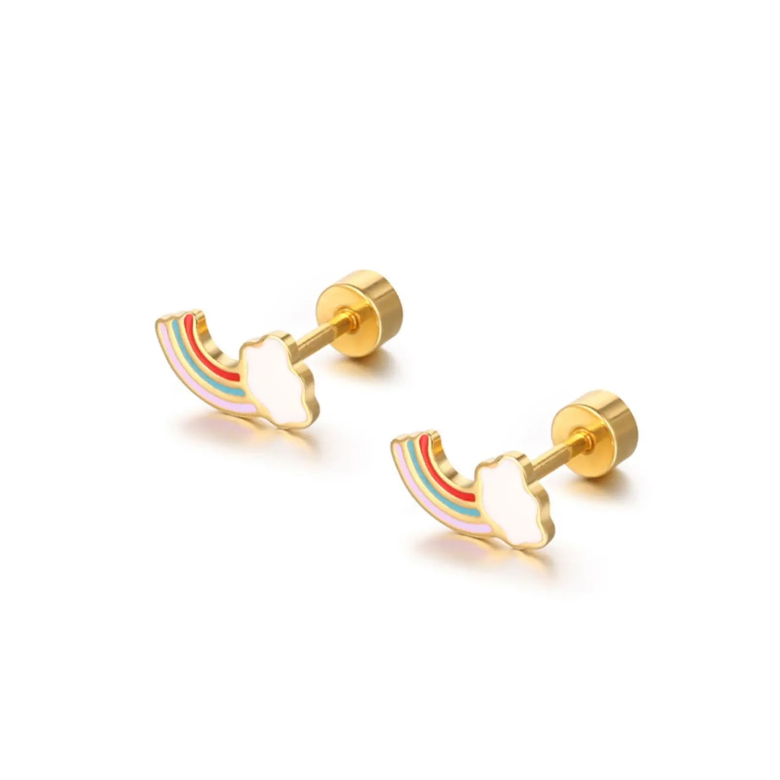Rainbow cloud earrings cute female simple ladies daily versatile student titanium steel earrings party accessories