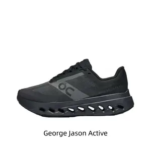 Cool Dark Monotone Athletic Sneakers Ultra Thick Segmented Wave Hollow Cushion Midsole Light Mesh Workout Shoes For Men Women Travel & Outdoor Sports