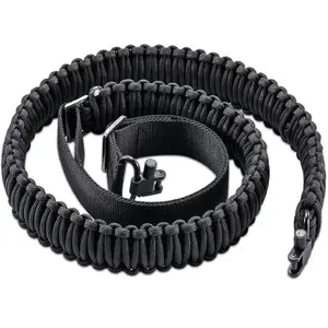 Two-Point Paracord Sling with Swivels, Non-Slip Paracord Sling Quick Adjustable Length Strap for Hunting