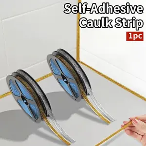 6meters Self-Adhesive Caulk Strip, Self-adhesive Flexible Tape, Upgraded Self-Adhesive Corner Tape - No Glue Required, Plastic Protection Pad, Suitable For Tile And Floor Protection - Easy-Peel And Easy-To-Adhere De