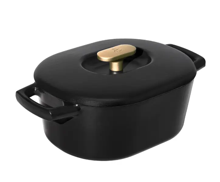 Beautiful 6 Quart Enamel Dutch Oven, Black Sesame by Drew Barrymore