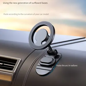 360° Rotating Magnetic Car Phone Holder with Curved Surface Base - Heavy-Duty Metal Construction, ABS Material, Adjustable Angle & Rotation, Compatible Cars SUVs Trucks Dashboard Mount for All Phones | Premium