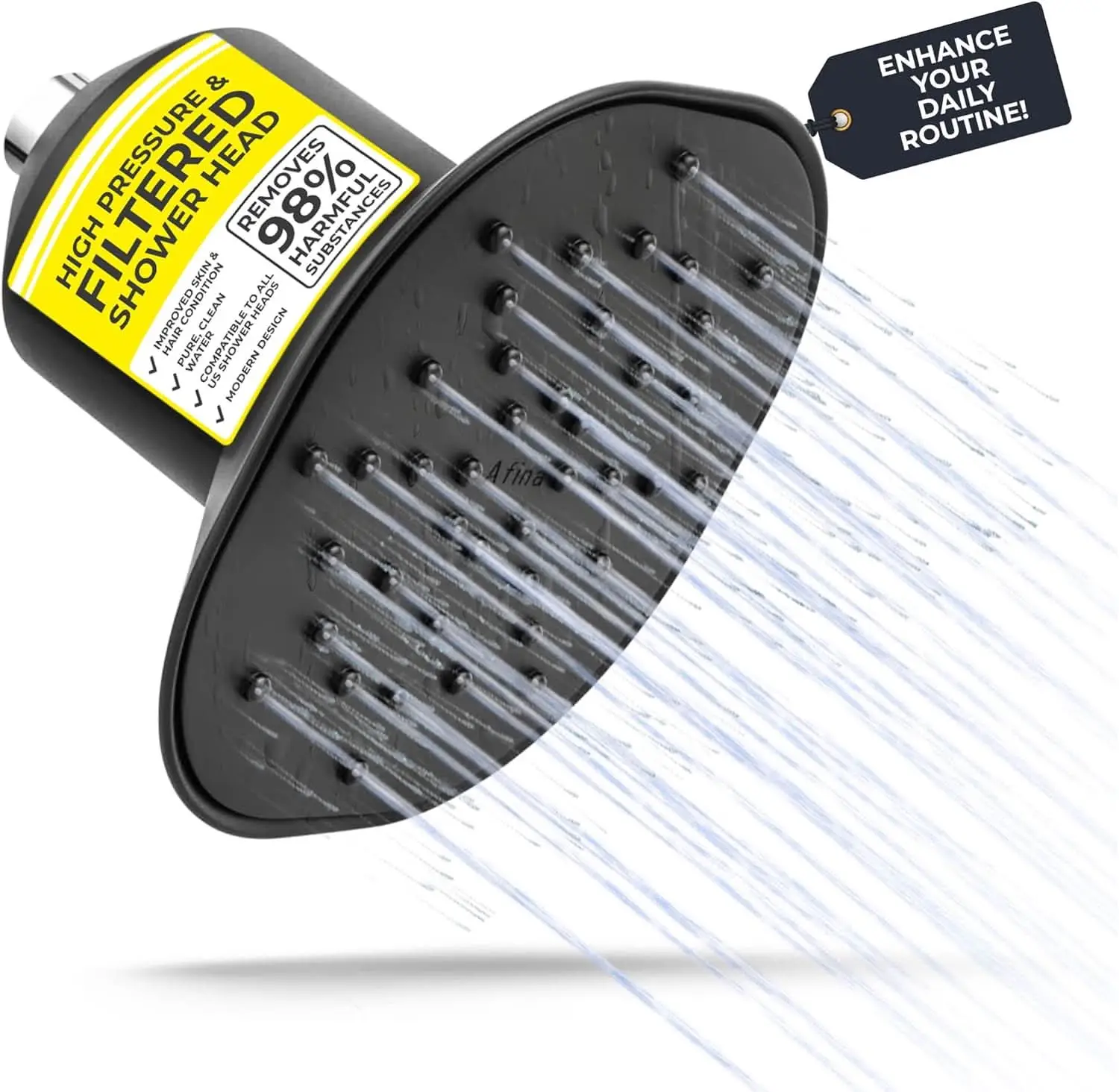 Afina Filtered Shower Head | High Pressure Shower - Reduces Dry Itchy Skin, Dand...
