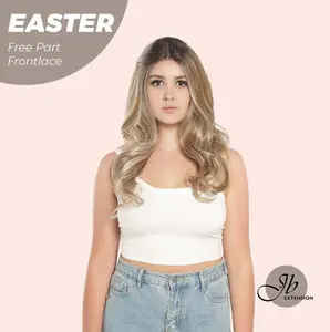 JBEXTENSION 25 Inches Mix Blonde Curly Free Part Pre-Cut Frontlace Wig EASTER
