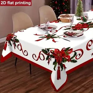 2D Flat Party Tablecloth 1pc, Vintage Floral Design, Ideal for Birthdays, Holidays, Picnics, Kitchen & Dining Decor, No Power Needed
