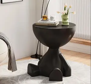 1pc Modern Creative Bear-shaped Plastic Bedside Table, Multifunctional Bedside Table, Easy Assembly, White, Suitable for Living Room and Bedroom Storage