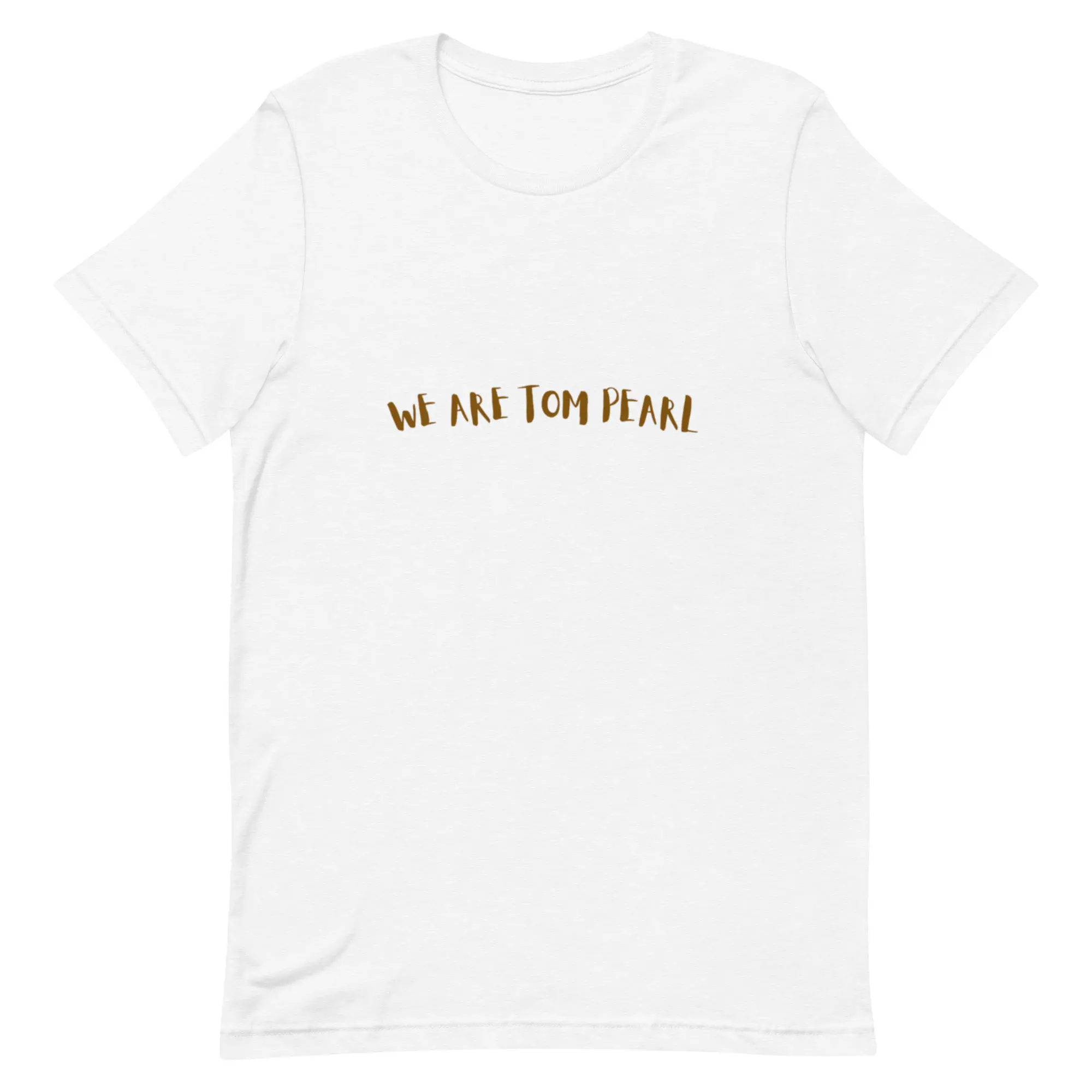 Men's "We Are Tom Pearl" Text Print Lightweight 100% Cotton Crewneck T-Shirt, Casual Stylish White Tops, S-3XL Sizes
