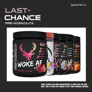 LAST-CHANCE Bucked Up Pre-Workout - Discontinued Flavors (Woke AF, Bucked Up Original, BAMF, Mother Bucker, Babe)