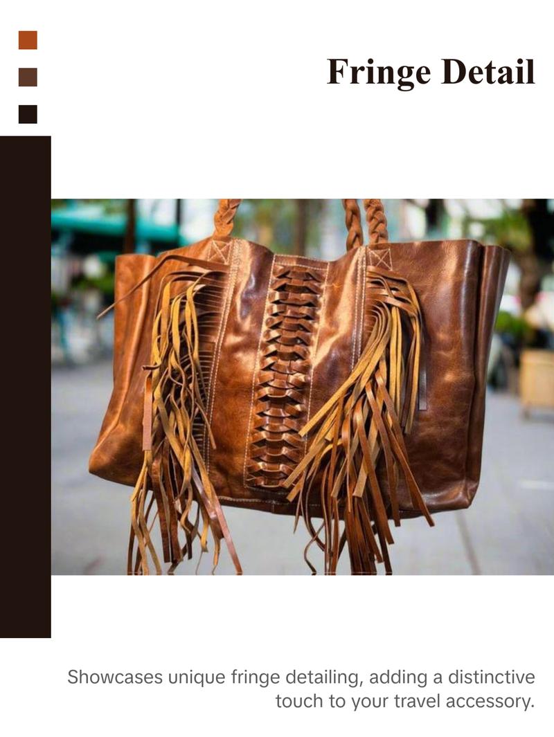 Untammed Traveler Weekender Bag - Leather Tote with Braided Straps & Fringe - Spacious Inside Pocket - Black Brown Red Options Untammed Traveler Weekender Bag - Leather Tote with Braided Straps & Fringe - Spacious Inside Pocket - Black Brown Red Options