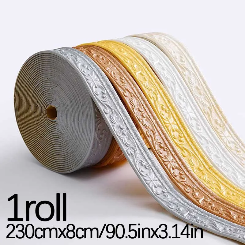 Elegant 3D Foam Wall Sticker Roll Frame, Self-Adhesive Decorative Strip, Accent Wall Trim, 230cmx8cm, Easy Installation, Durable Multi-Purpose Peel and Stick Wallpaper for Interior Walls Home Decoration