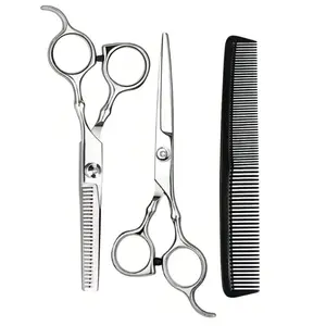3 Piece Barber Scissors Set, Professional Hairdressing Scissors, Home Hair Salon Styling, Flat Scissors, Trimming Scissors, Thinning Scissors Kit, Hair Cutting Kit