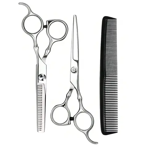 3 Piece Barber Scissors Set, Professional Hairdressing Scissors, Barber Supplies, Home Hair Salon Styling, Flat Scissors, Trimming Scissors, Thinning Scissors Kit, Hair Cutting Kit, Hair Tools