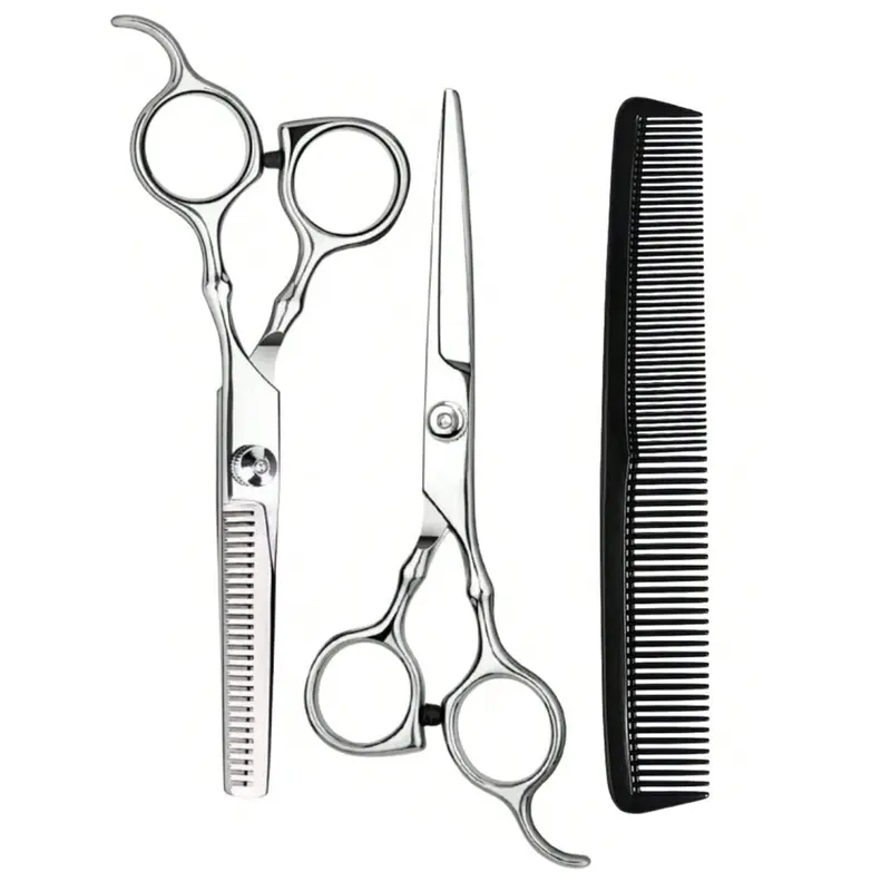 3 Piece Barber Scissors Set, Professional Hairdressing Scissors, Barber Supplies, Home Hair Salon Styling, Flat Scissors, Trimming Scissors, Thinning Scissors Kit, Hair Cutting Kit, Hair Tools