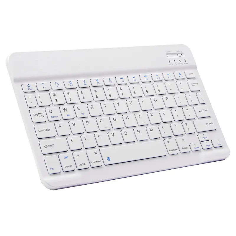 ABS Plastic Bluetooth Tablet Keyboard - Slim, Lightweight, Silent, Compact, Portable, Battery-Powered Tech Gadget, Digital Accessory with Bag, Cross-Platform Multi-Device Compatible for Business, Gaming, Office Tasks (iPad, Android Tablet, Laptop, Phone)