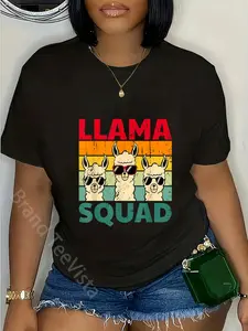 100% Cotton Unisex Funny Llama Design For Men Women Llama Alpaca Farm Animal T-Shirt Casual Graphic Printed Vintage Tshirt