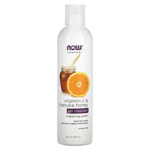 NOW Foods Solutions, Gel Cleanser, Vitamin C & Manuka Honey, 8 fl oz (237 ml)