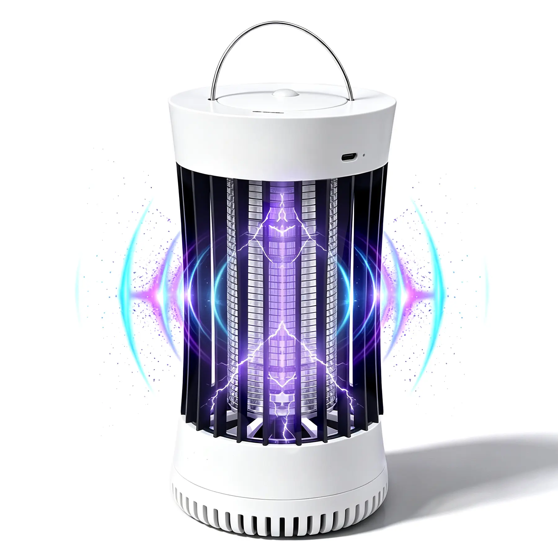 1500V Electric Bug Zapper with Suction Fan, Indoor Mosquito Trap & Fruit Fly Catcher, USB Rechargeable & Plug-in Quiet Insect Zapper for Home, Kitchen, Bedroom
