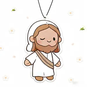 Zgagai - Chamomile and Geranium Scents, Car Air Freshener, Prayerful Cartoon Image of Jesus, Car Rear-view Mirror Hanging Ornaments, Accessories, Decoration, Room Decor, Car Smell Products, Car Scents, Car Interior Diffusers, Car Accessory