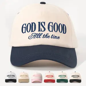 Christian Faith God Is Good Embroidered Baseball Cap for Women Men – Retro Two Tone Trucker Hat | Inspirational Religious Cotton Adjustable Sun Dad Hat Streetwear,summerwins